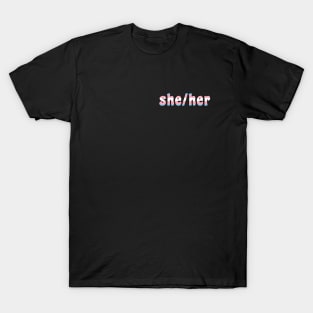 She/Her Pronouns With Trans Flag T-Shirt